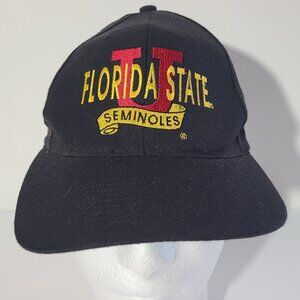 Vintage 90s FSU Florida State Seminoles Black Head Start Snapback Hat/Cap